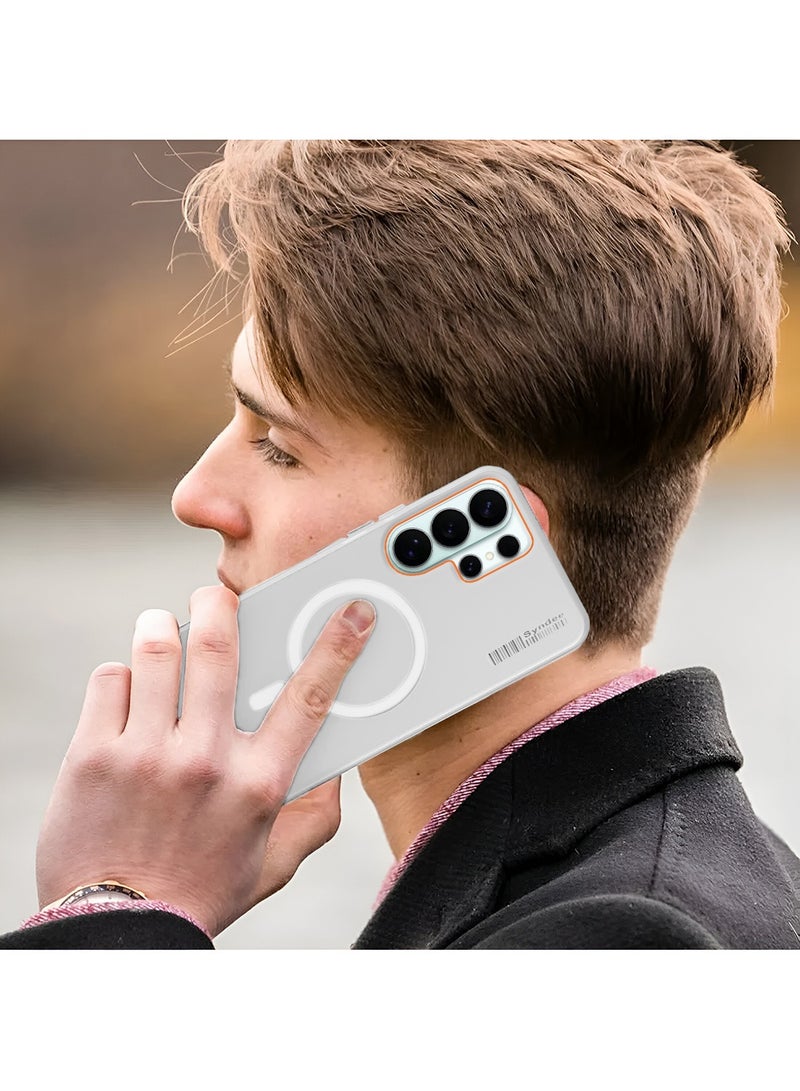 سيندي غطاء هاتف سامسونج جالاكسي S26 ألترا 5G 2026 من سلسلة سيندي، هجين نصف شفاف مع ماجسيف وشحن مغناطيسي، حواف مرتفعة للكاميرا، تصميم أنيق، أبيض (MCMPMN) - Image 5